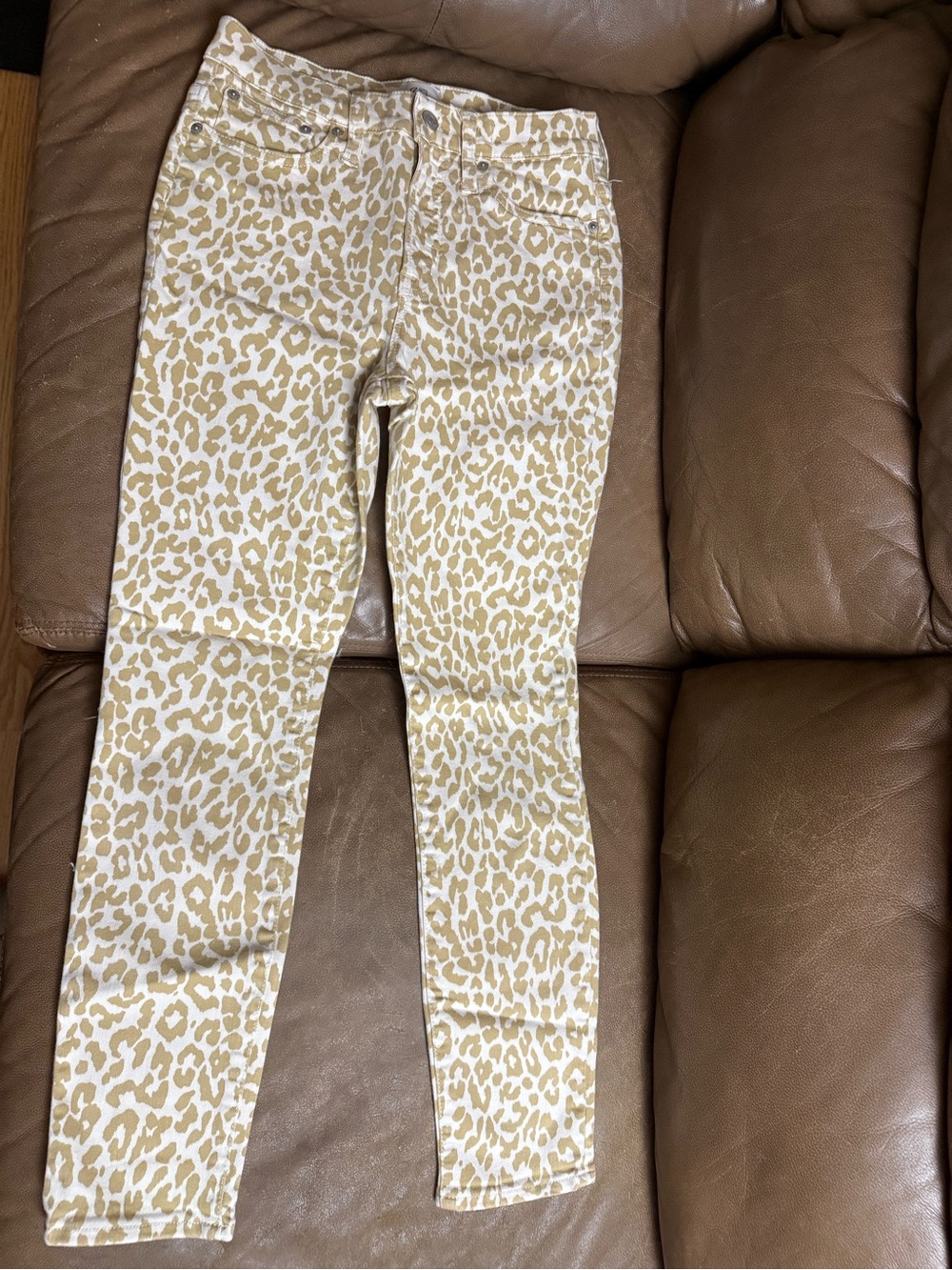J. Crew Tan Leopard Print Skinny Jeans